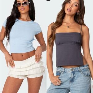 Edikted NEW WITH TAGS Light Blue and Dark Gray Backless Top Bundle